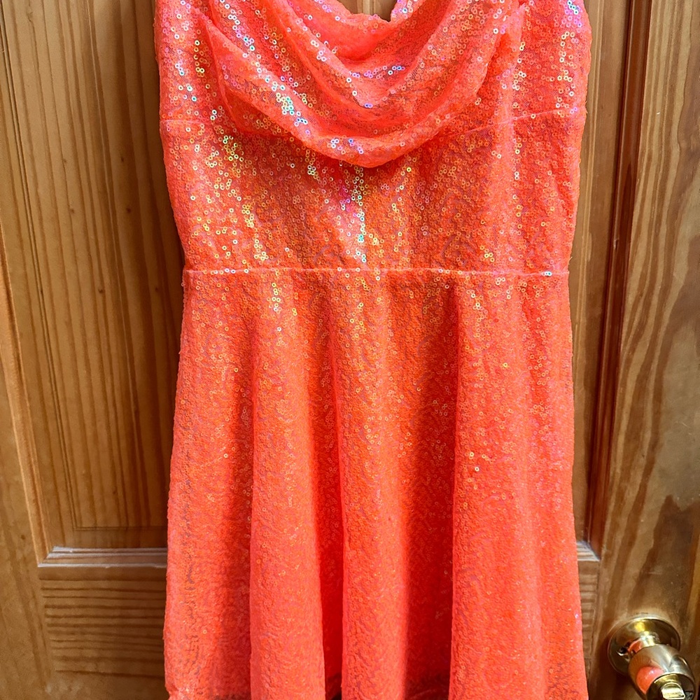 Lucy in the Sky Coral Sequin Mini Dress